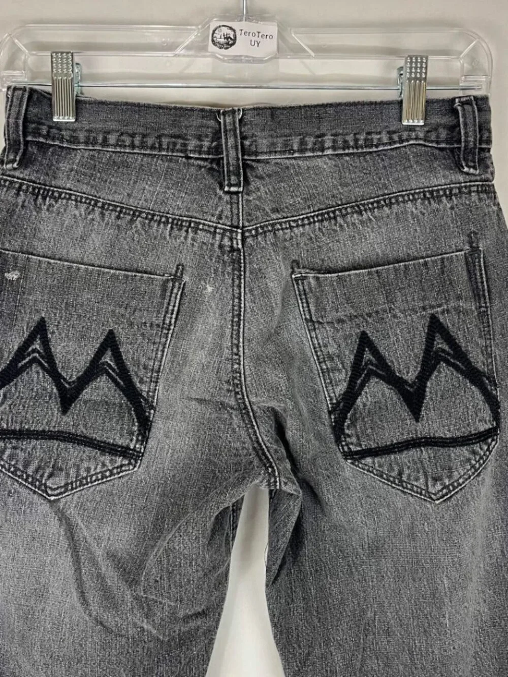 GUC Sean John Jeans Boys Dark Gray Distressed Straight Leg Denim Pants Size 16